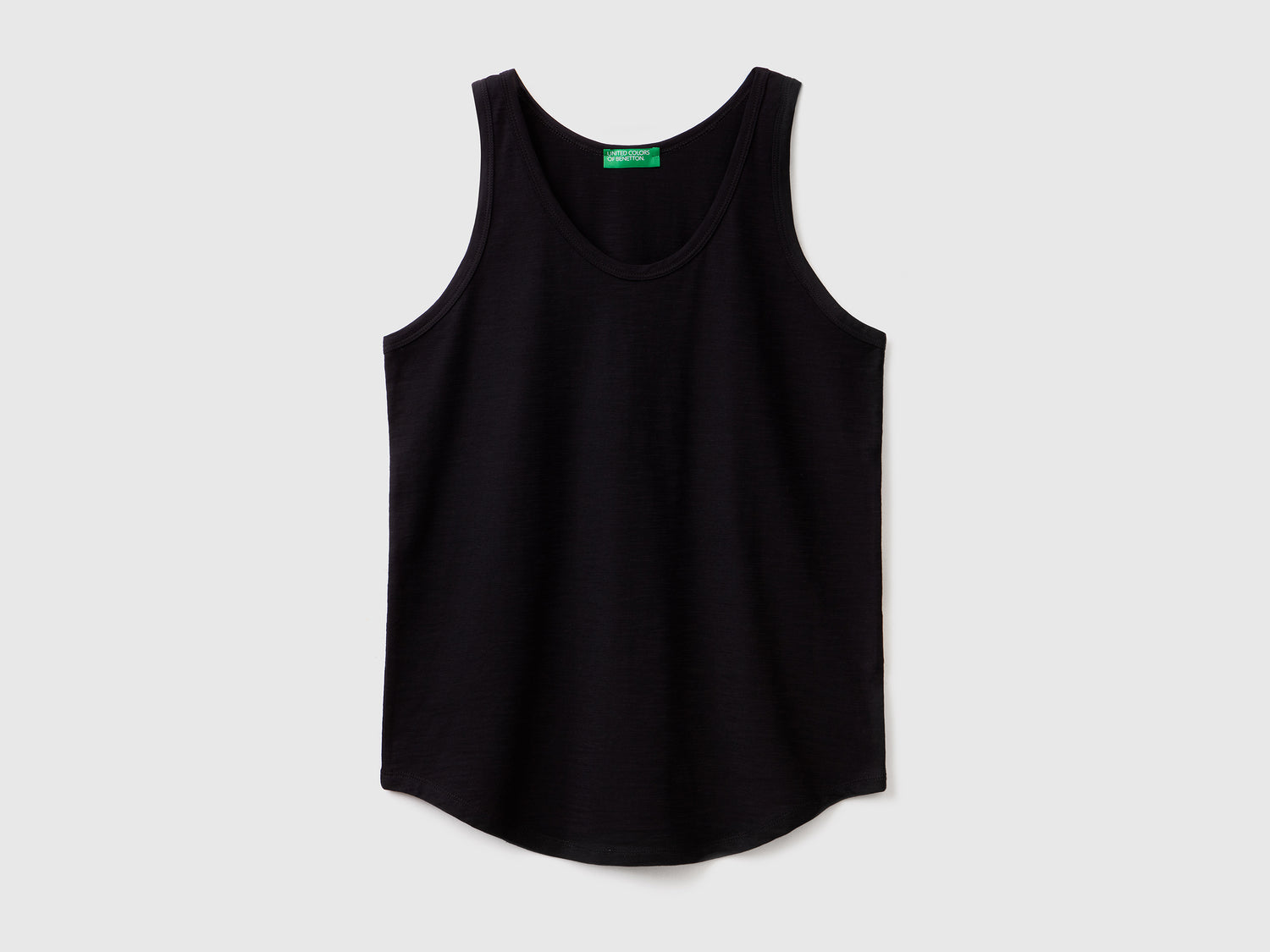 Morbido top smanicato in puro cotone fiammato da donna nero | Benetton Outlet