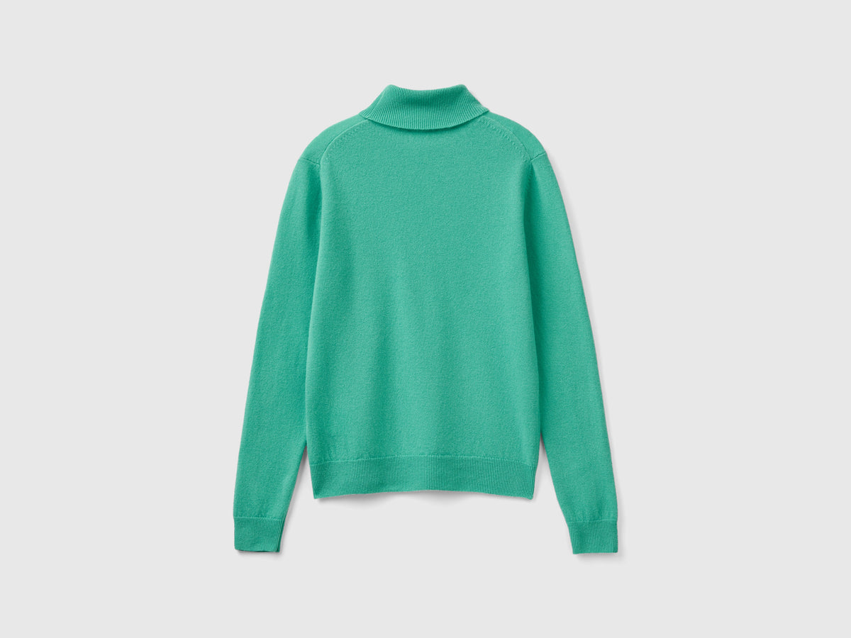 Maglione dolcevita chiaro in pura lana Merino