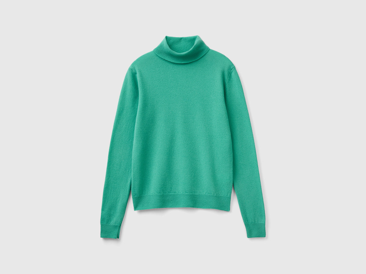 Maglione dolcevita chiaro in pura lana Merino