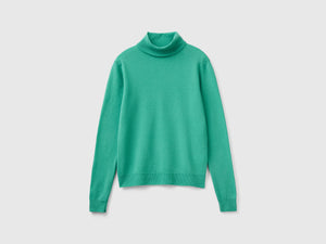 Maglione dolcevita chiaro in pura lana Merino