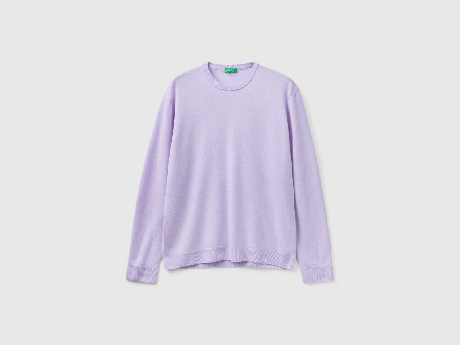 Maglia girocollo in pura lana Merino da uomo lilla | Benetton Outlet