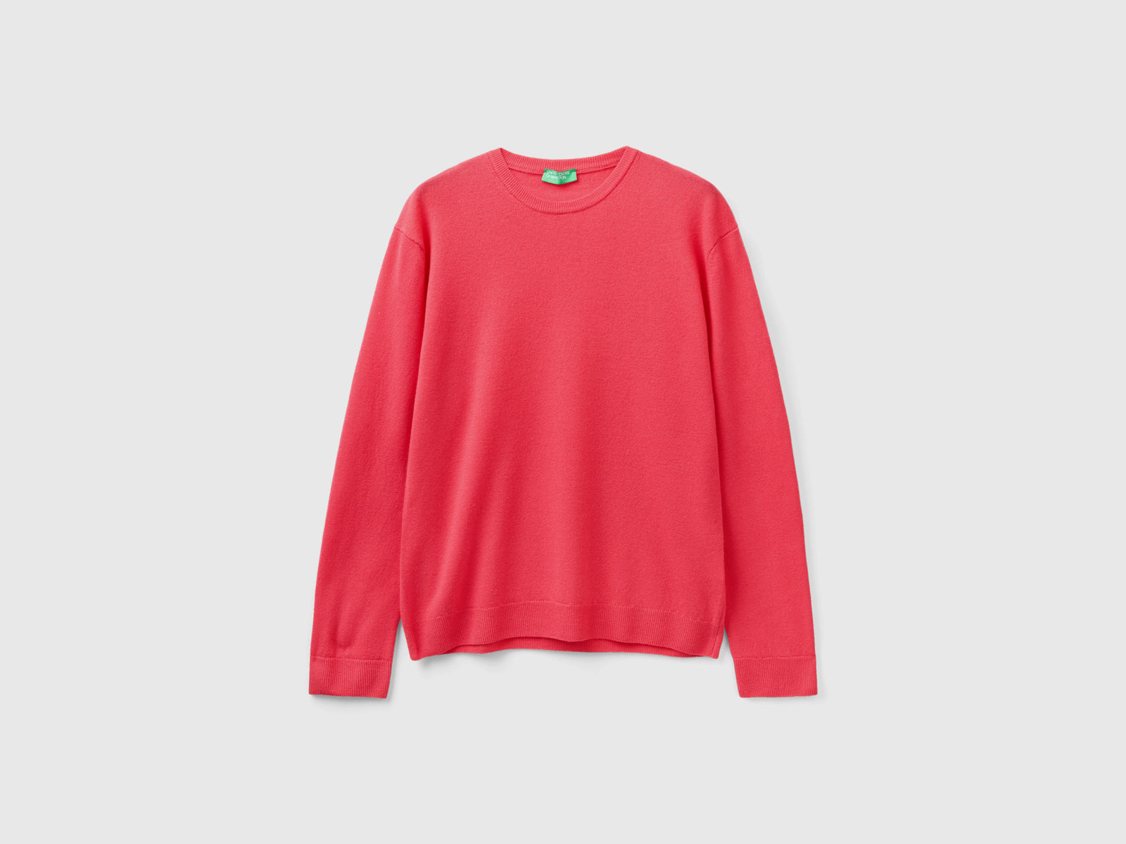 Maglia girocollo in pura lana Merino da uomo fucsia | Benetton Outlet