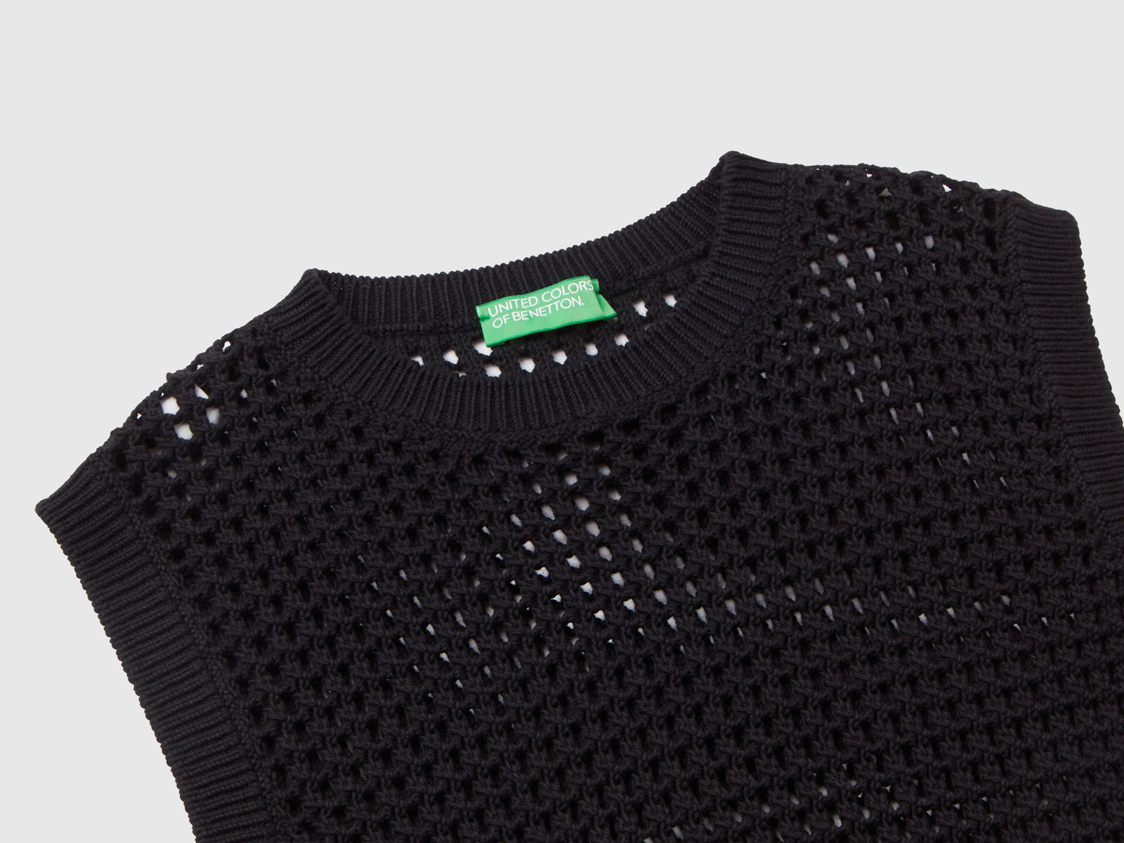 Gilet cropped crochet da donna nero 3 | Benetton Outlet