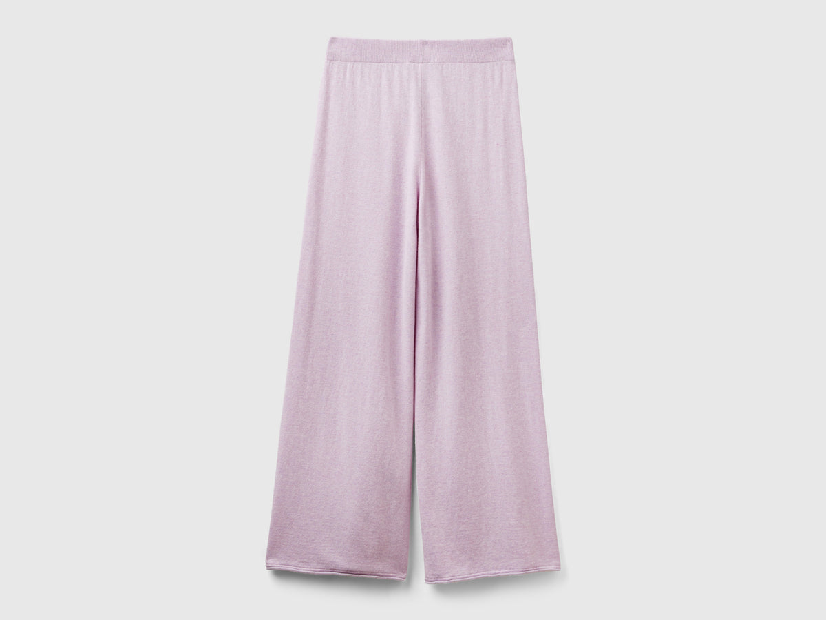 Pantaloni ampi chiaro in misto lana e cashmere
