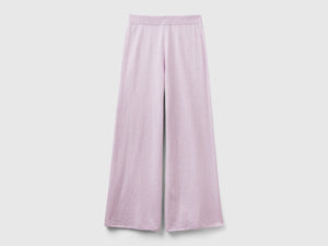 Pantaloni ampi chiaro in misto lana e cashmere