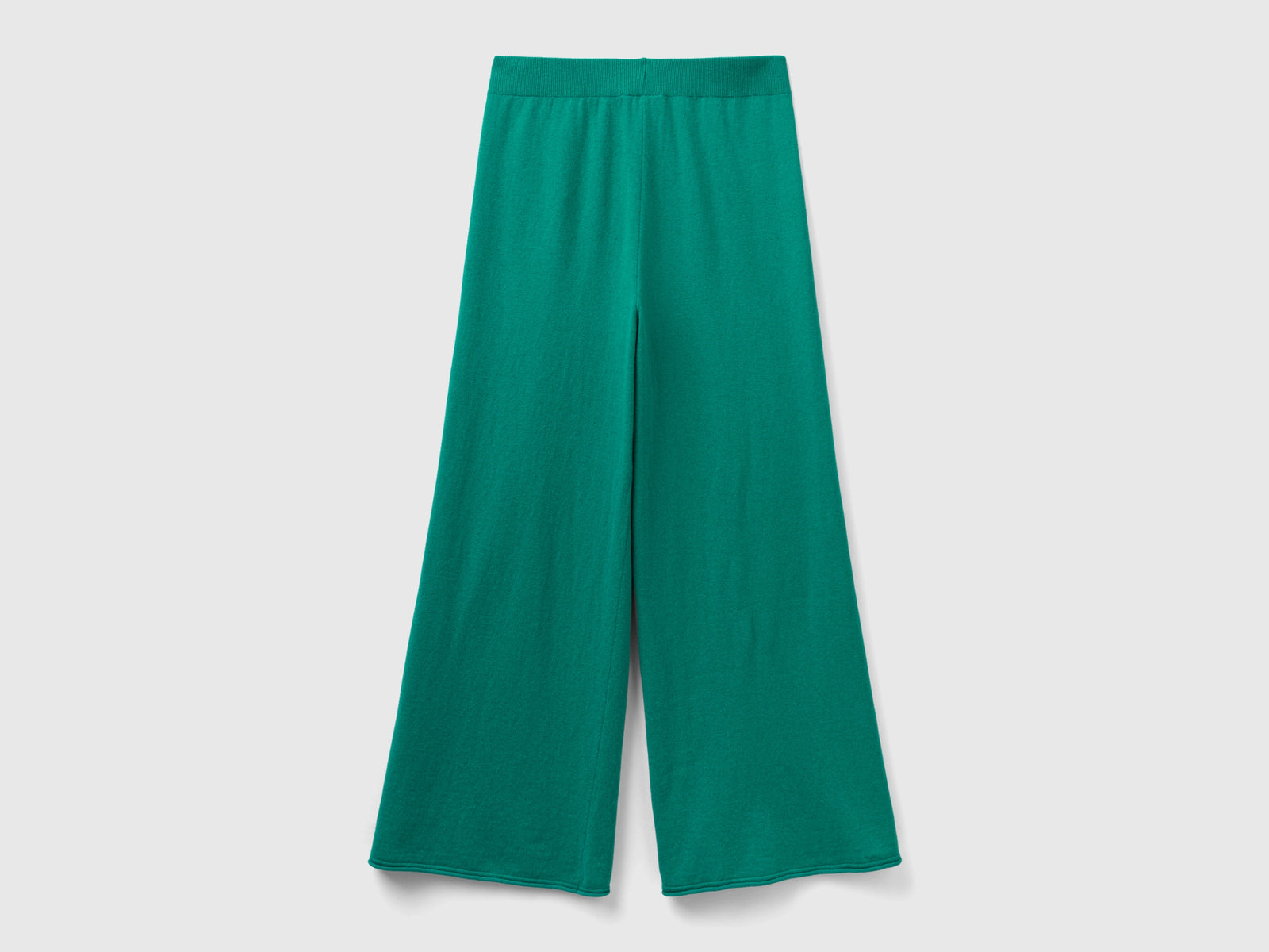 Pantaloni ampi acqua in misto lana e cashmere da donna verde 2 | Benetton Outlet