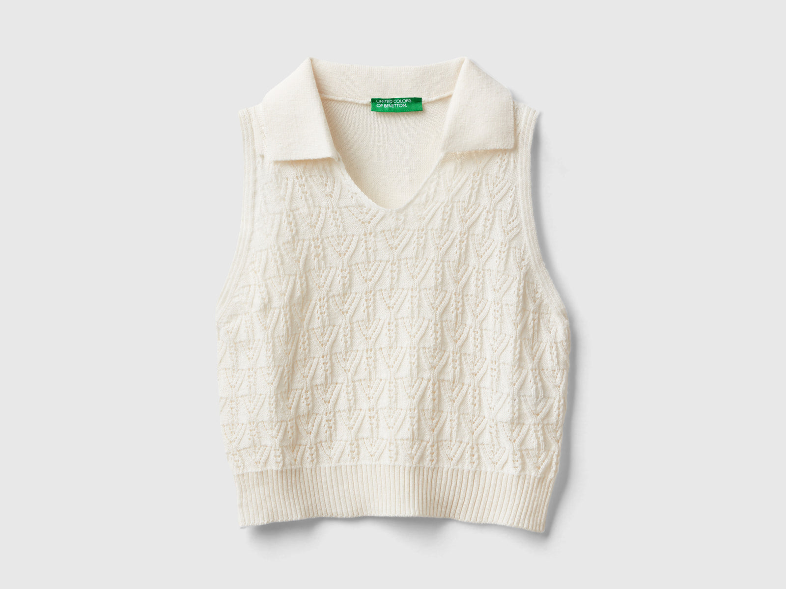 Top stile polo da bambina bianco panna | Benetton Outlet