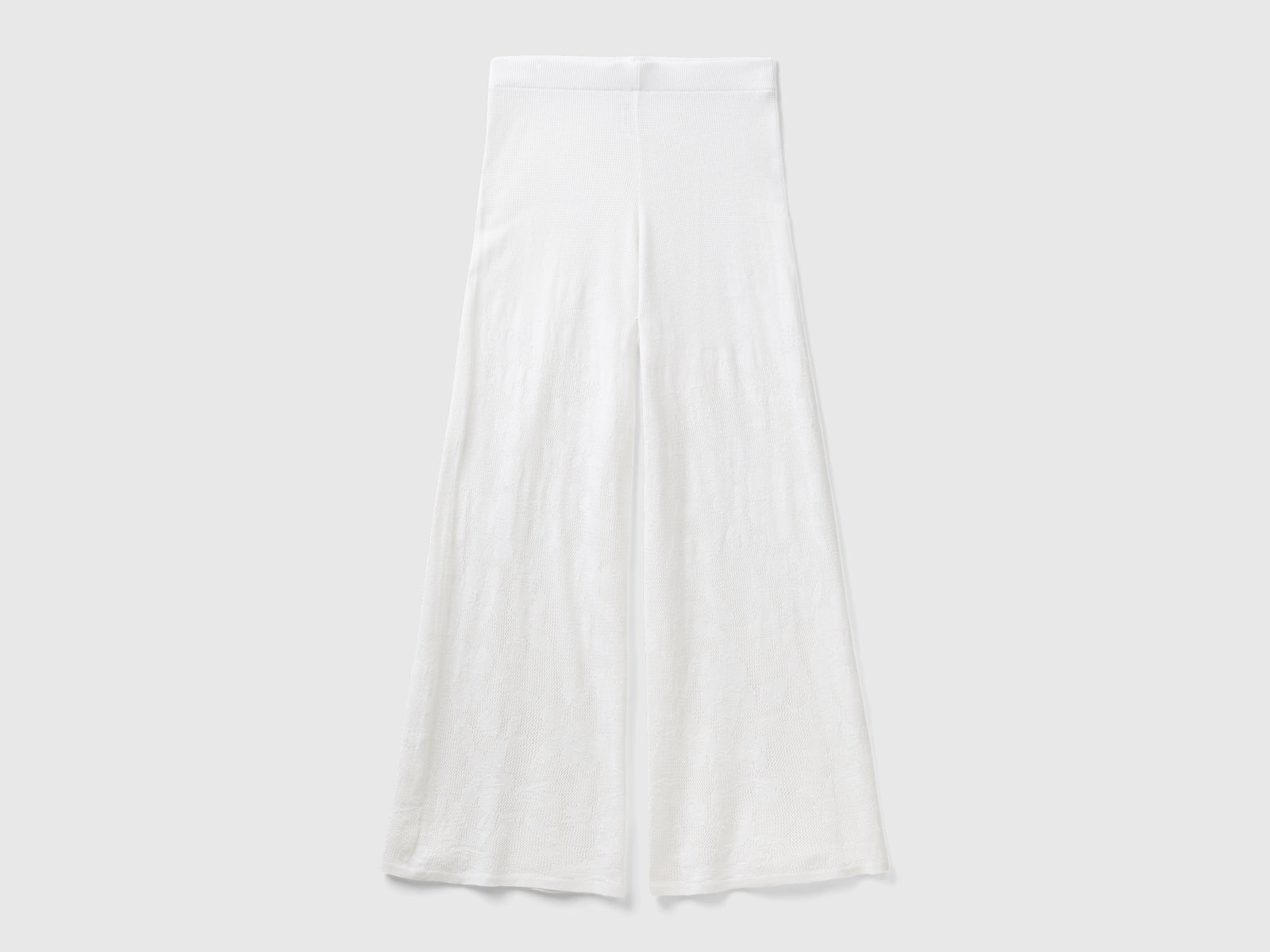 Pantaloni ampi con motivo fiori da donna bianco | Benetton Outlet