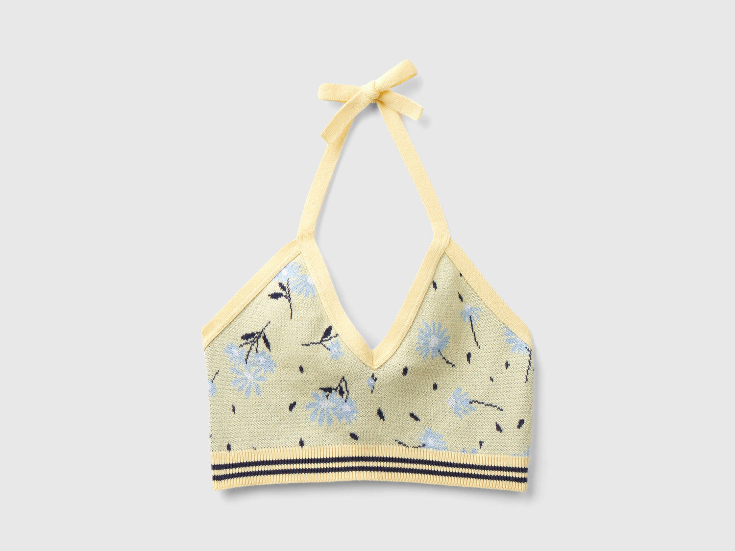 Top cropped in maglia a fiori da donna giallo | Benetton Outlet