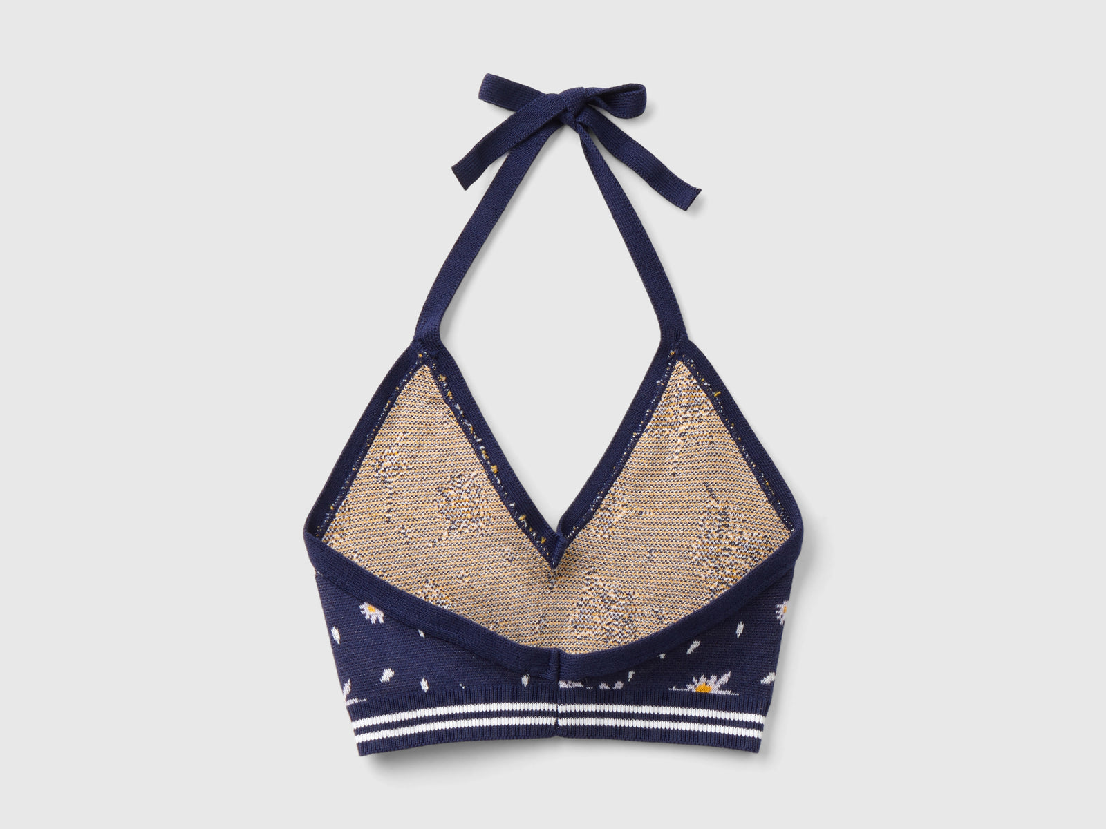 Top cropped in maglia a fiori da donna blu scuro 2 | Benetton Outlet