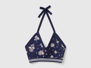 Top cropped in maglia a fiori