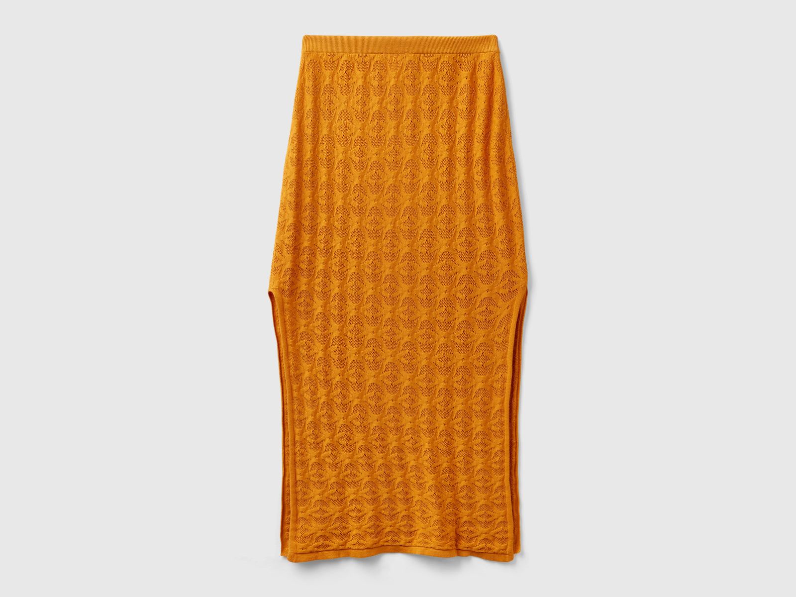 Longuette in maglia Monogram da donna senape 2 | Benetton Outlet