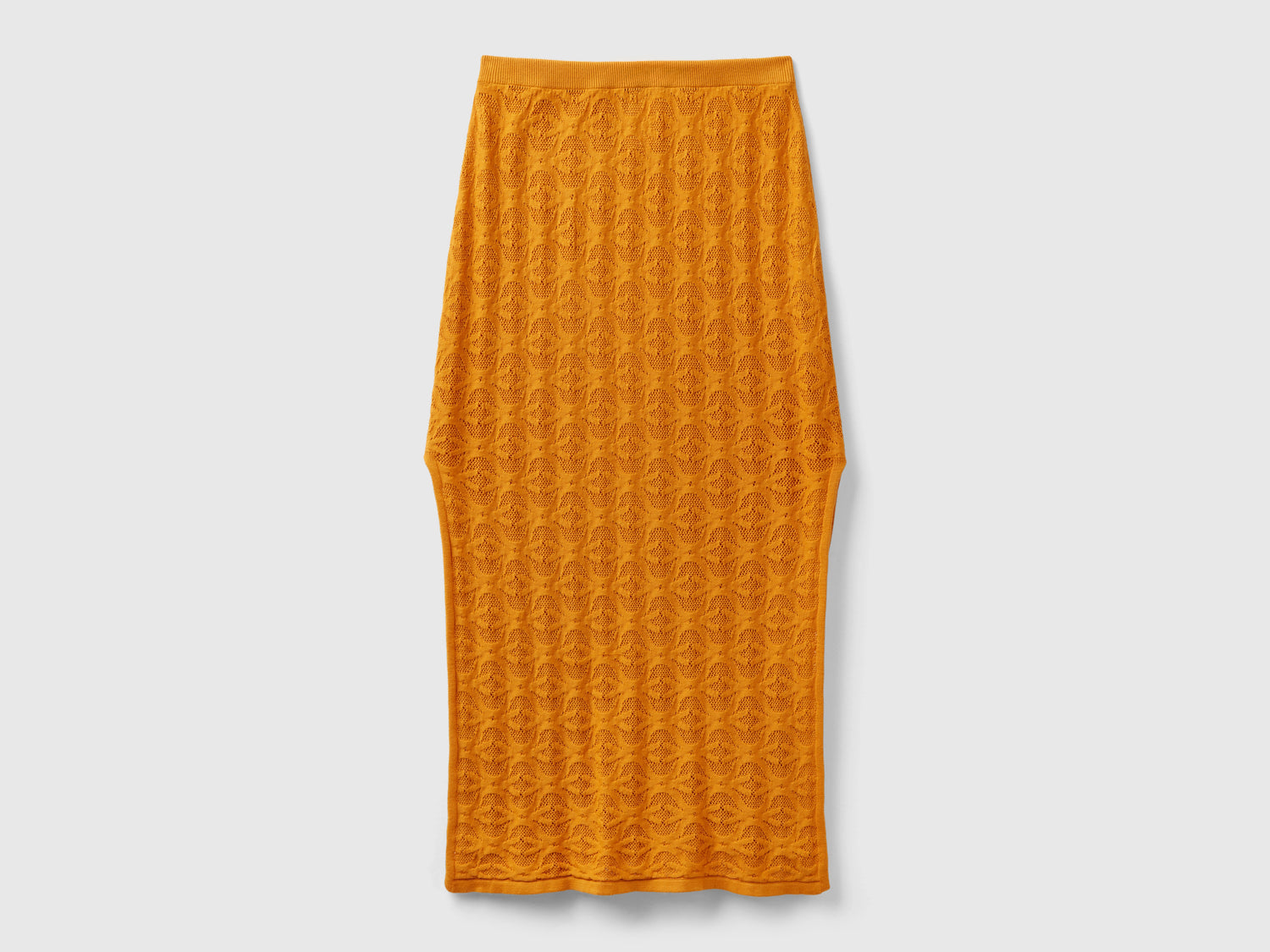 Longuette in maglia Monogram da donna senape | Benetton Outlet