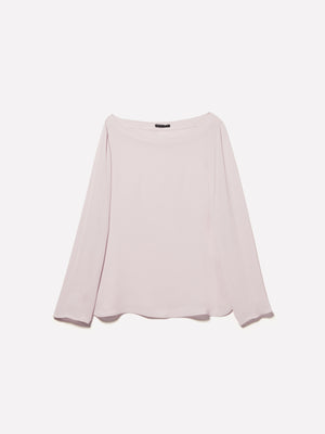 Blusa rosa chiaro con scollo a barca
