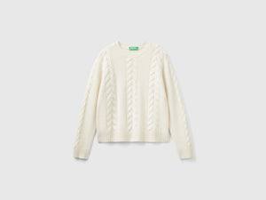 Maglia a trecce in puro cashmere
