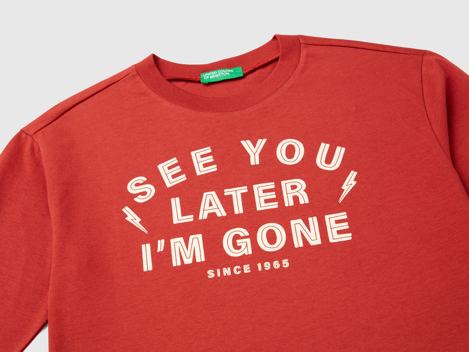 T-shirt in caldo cotone con stampa davanti e dietro da bambino rosso mattone 3 | Benetton Outlet