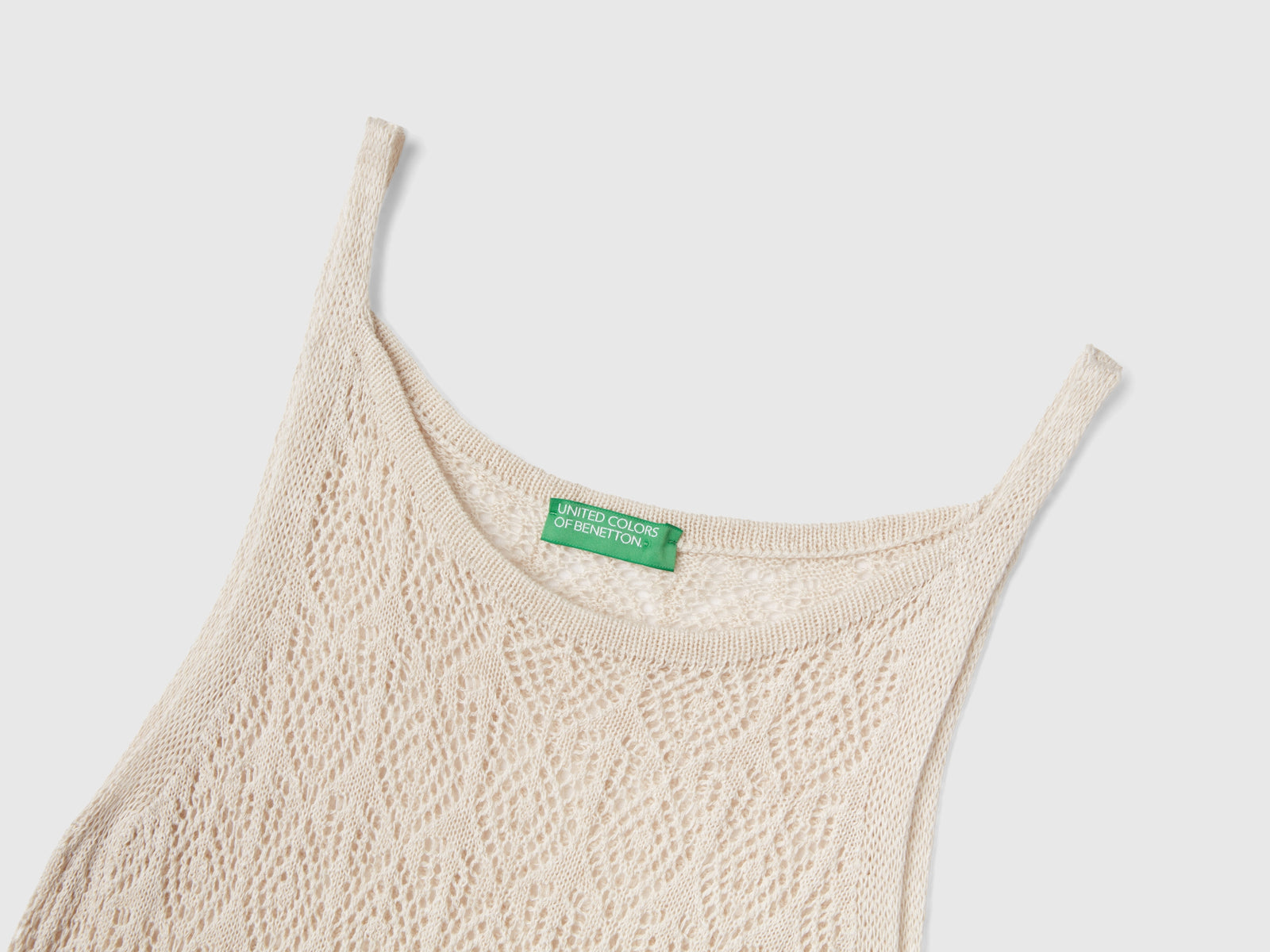 Abito canotta traforato in misto lino da donna bianco panna 3 | Benetton Outlet