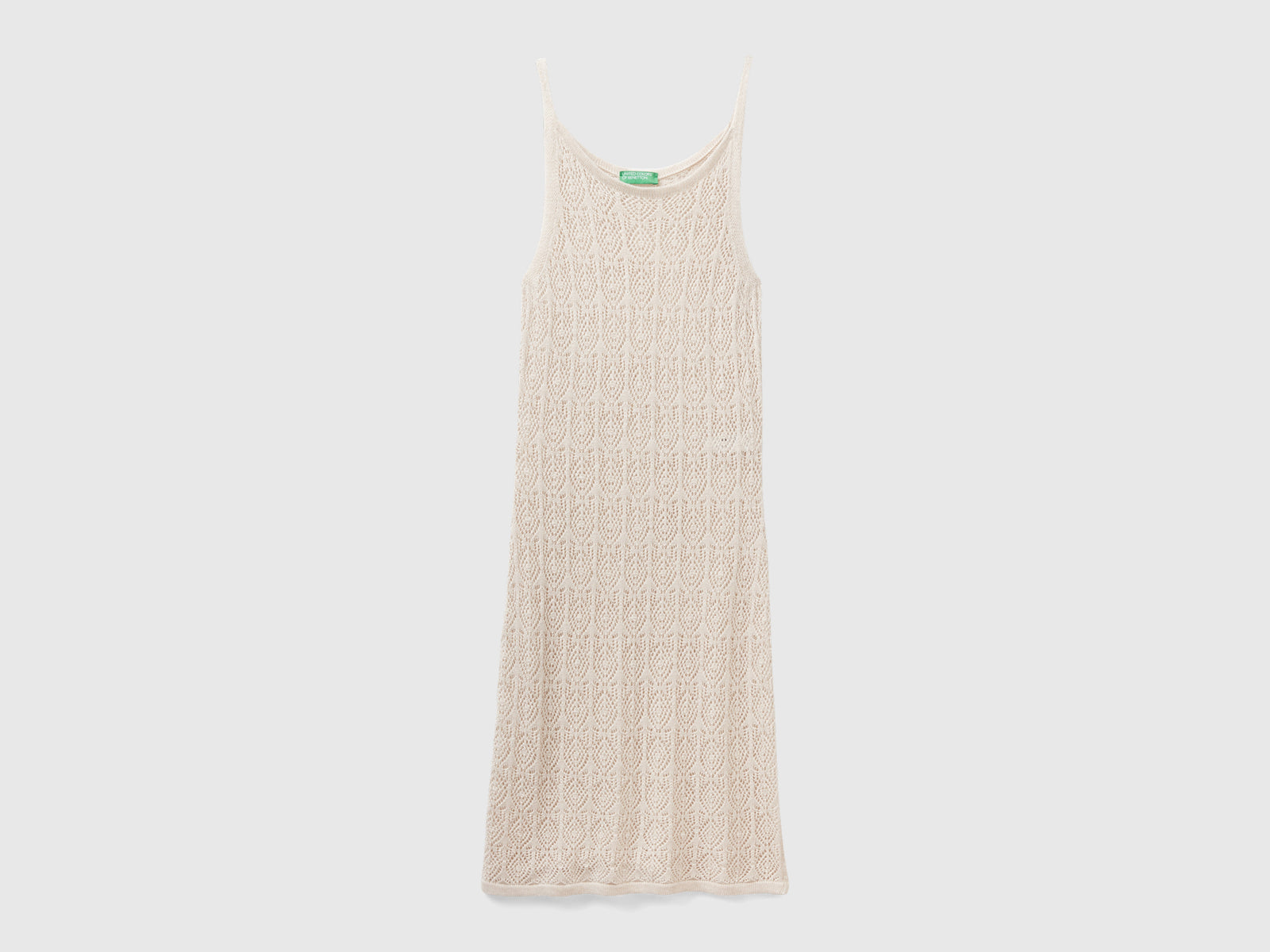 Abito canotta traforato in misto lino da donna bianco panna | Benetton Outlet