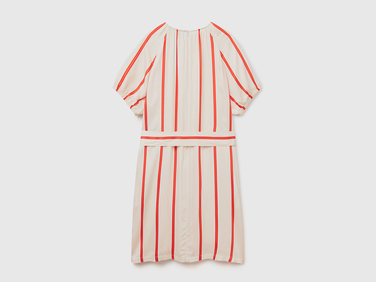Abito girocollo in pura viscosa con stampa a righe verticali da donna multi-color 2 | Benetton Outlet