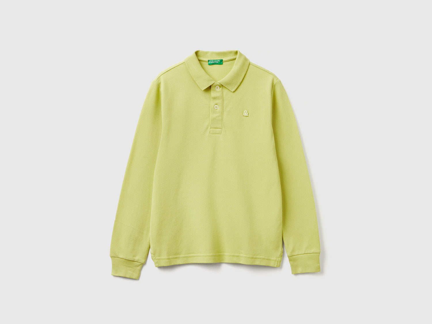 Polo manica lunga cotone da bambino giallo | Benetton Outlet