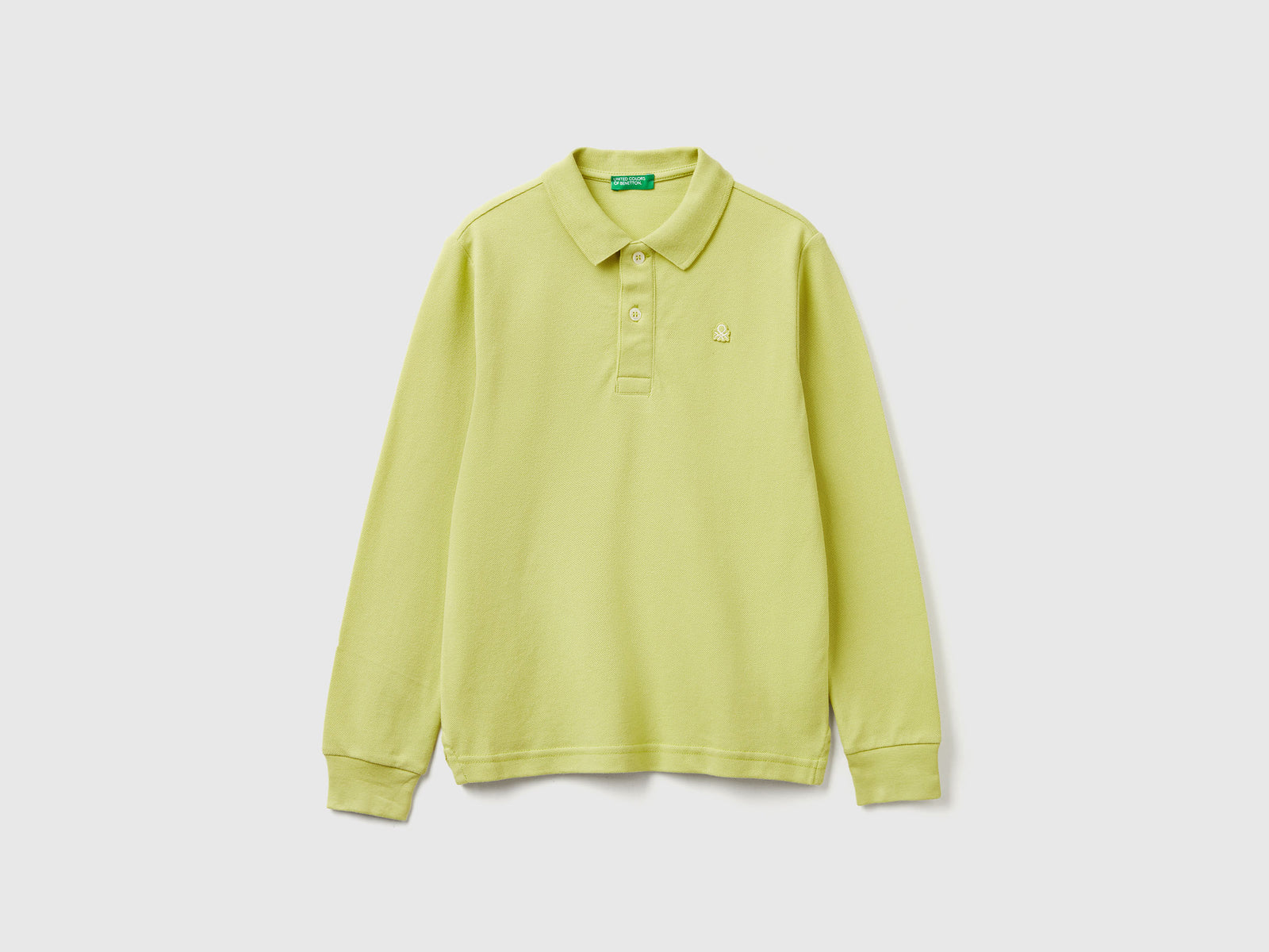 Polo manica lunga cotone da bambino giallo | Benetton Outlet