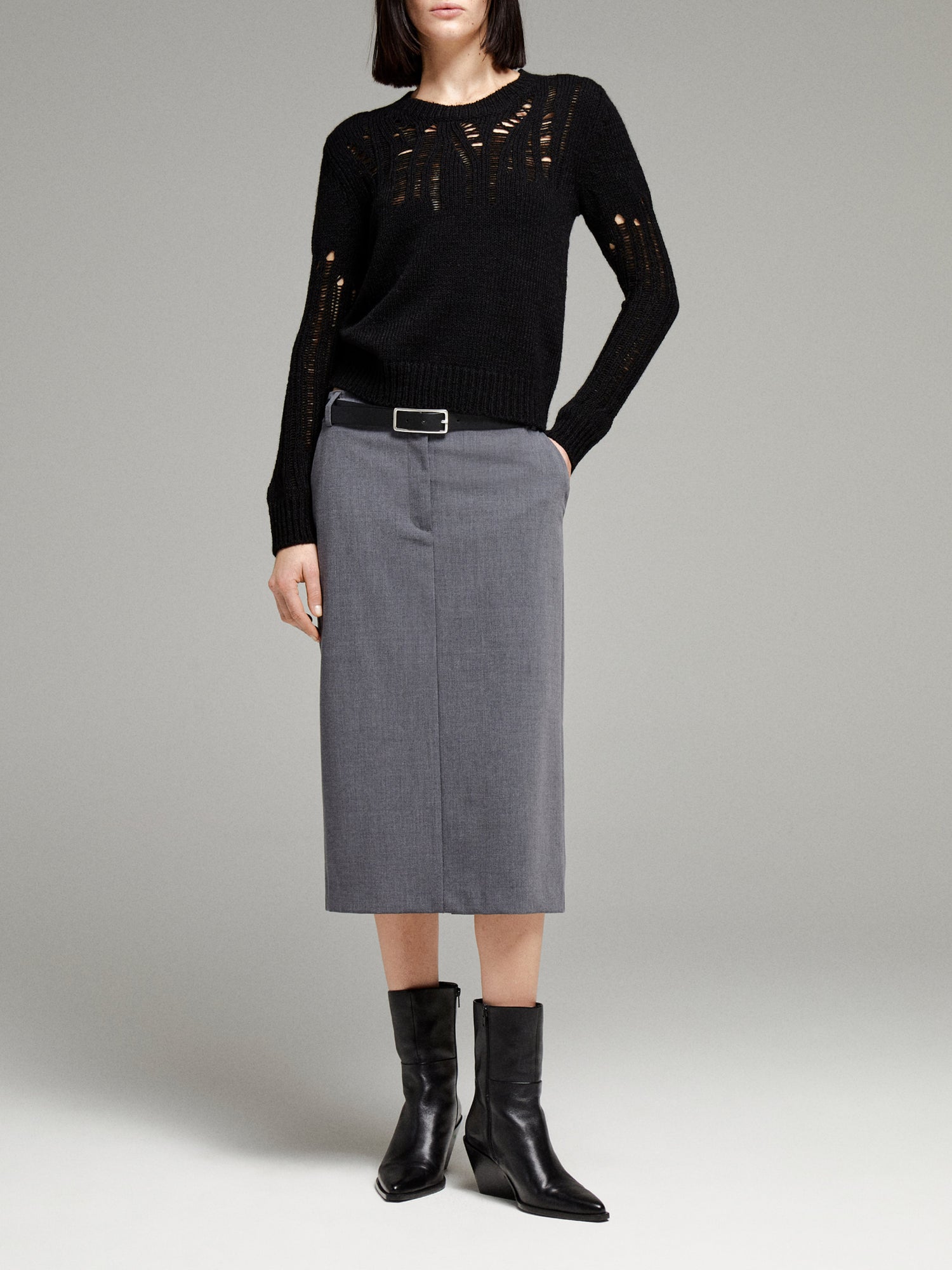 Maglia con trecce da donna nero | Sisley Outlet