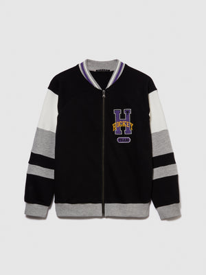 Bomber in felpa con color block