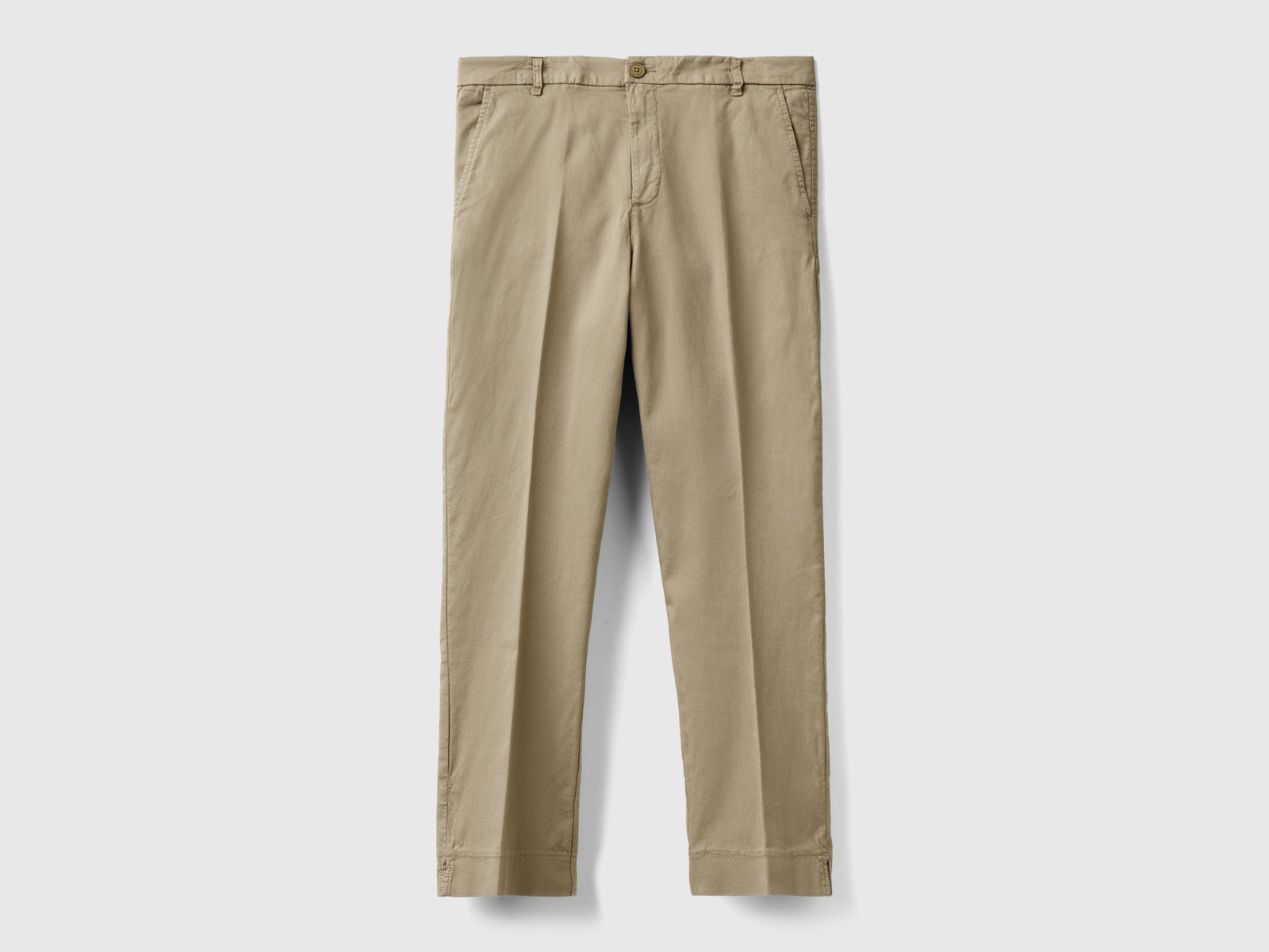 Chino cropped in cotone stretch da donna beige | Benetton Outlet