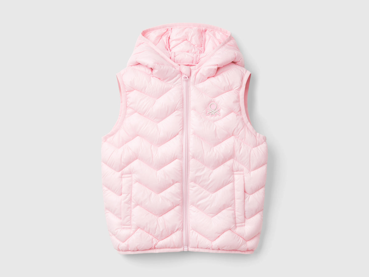 Gilet imbottito in ovatta 3D con cappuccio