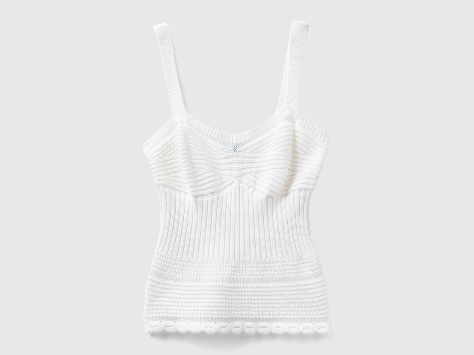 Top in maglia lavorata da donna bianco | Benetton Outlet