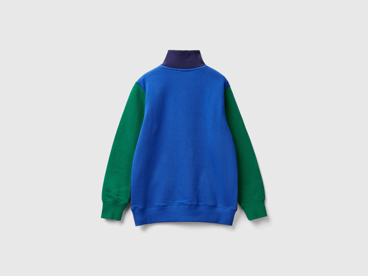 Felpa con zip in puro cotone