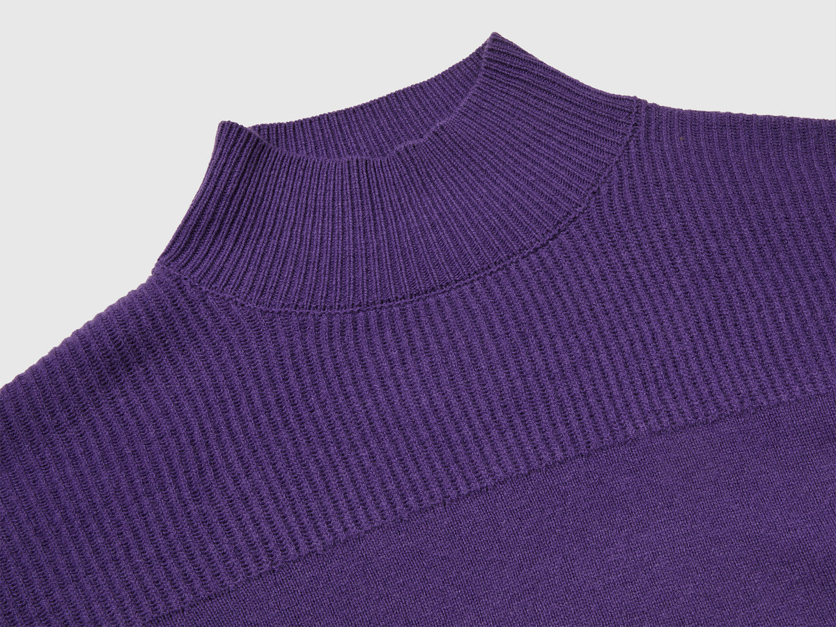 Maglione collo alto 100% lana