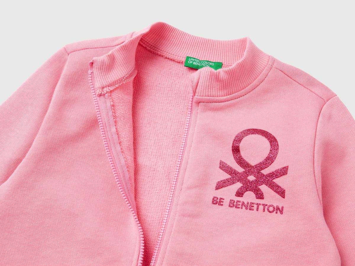 Felpa con zip in cotone bio