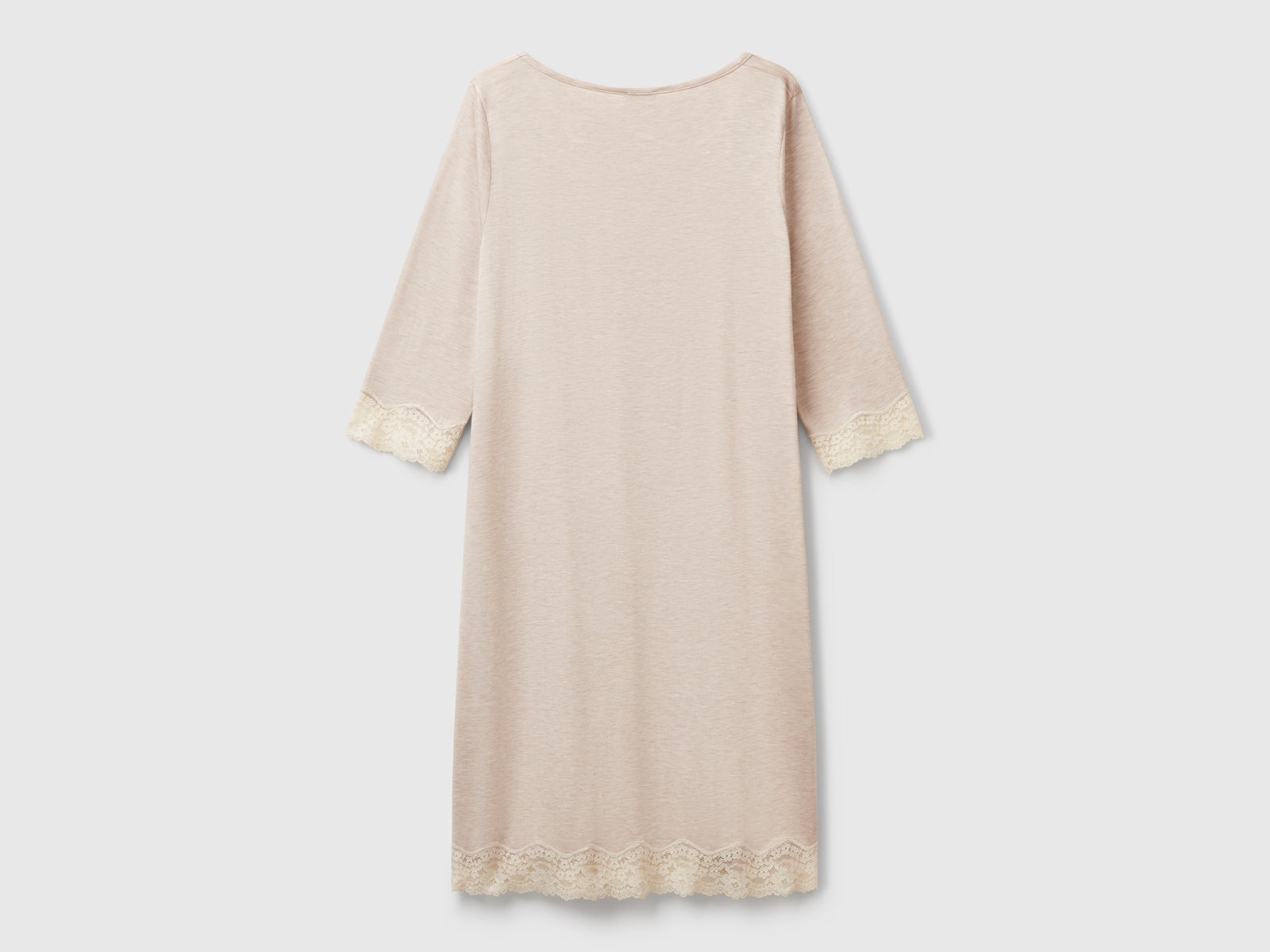 Camicia da notte con dettagli in pizzo da donna beige 2 | Benetton Outlet