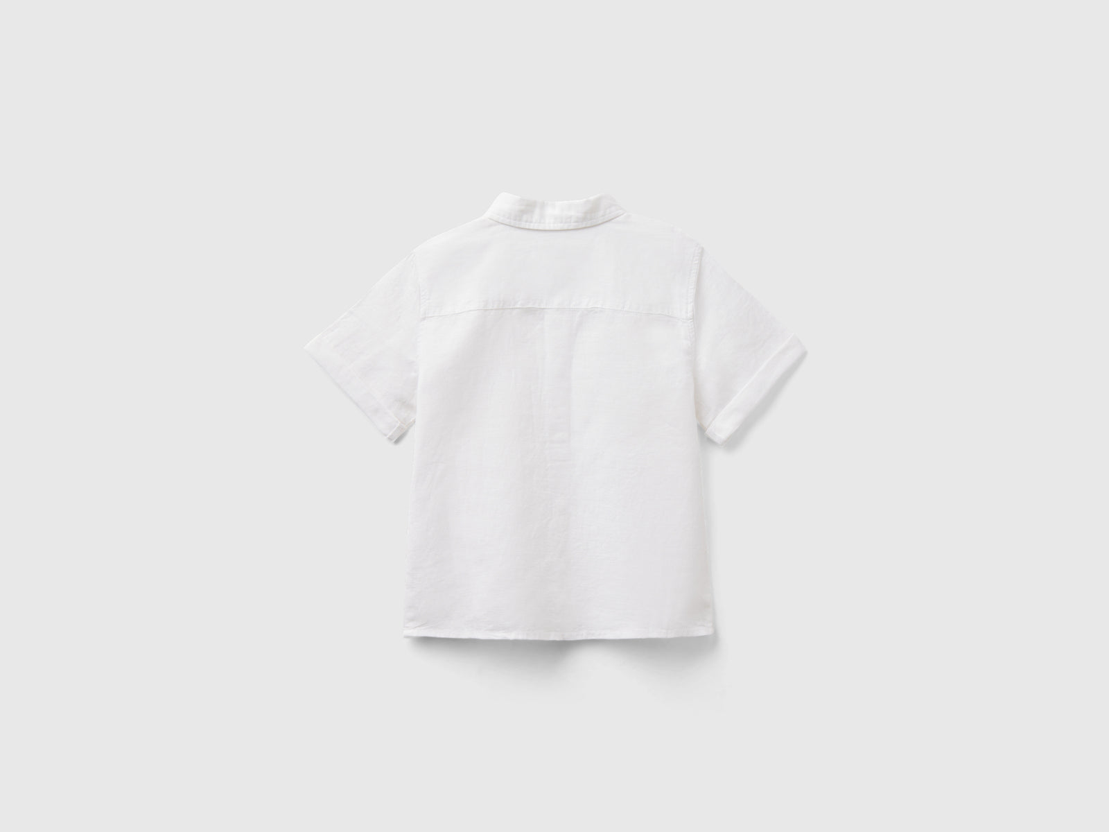 Camicia manica corta in misto lino da bimbo bianco 2 | Benetton Outlet