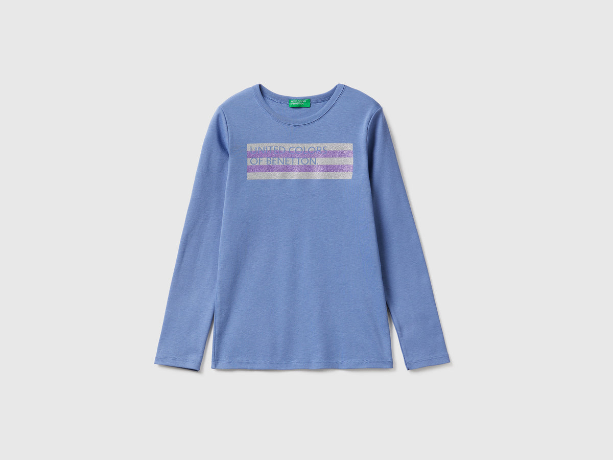 T-shirt manica lunga con stampa glitter