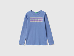 T-shirt manica lunga con stampa glitter