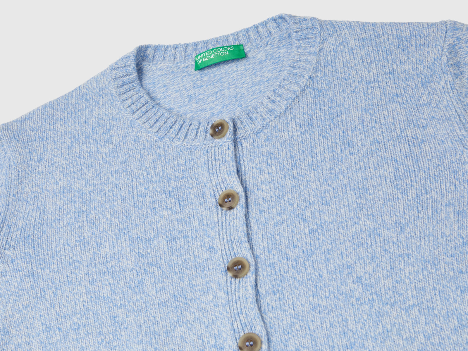 Cardigan in pura lana Shetland da donna azzurro 3 | Benetton Outlet