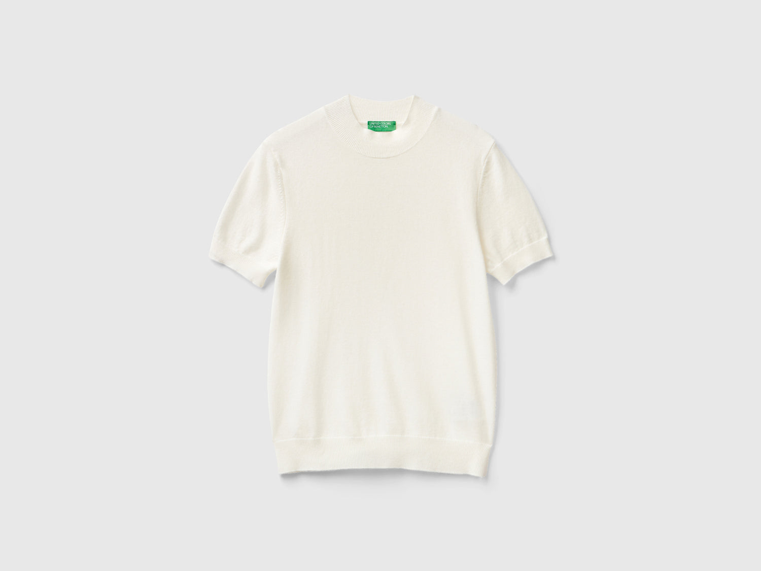 Maglia a manica corta in misto cashmere da donna bianco panna | Benetton Outlet