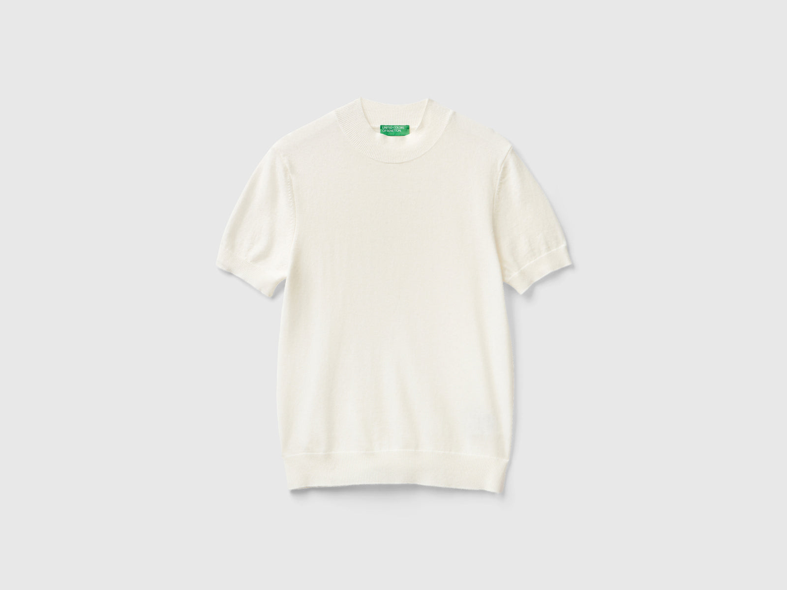 Maglia a manica corta in misto cashmere da donna bianco panna | Benetton Outlet