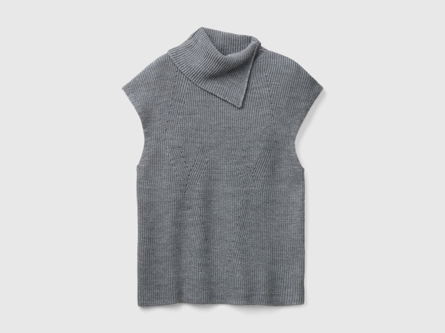 Gilet lungo con collo alto da donna grigio scuro | Benetton Outlet