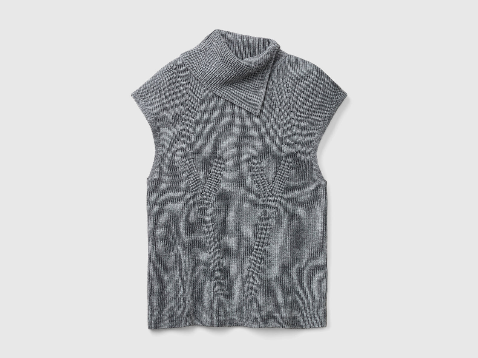 Gilet lungo con collo alto da donna grigio scuro | Benetton Outlet