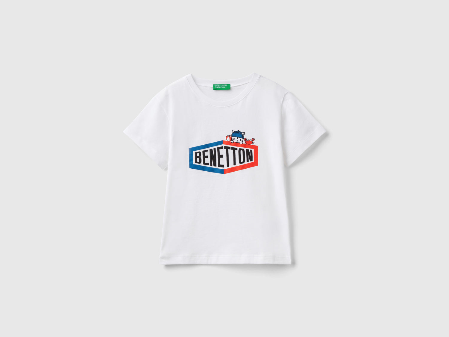 T-shirt 100% cotone bio con stampa da bimbo bianco | Benetton Outlet