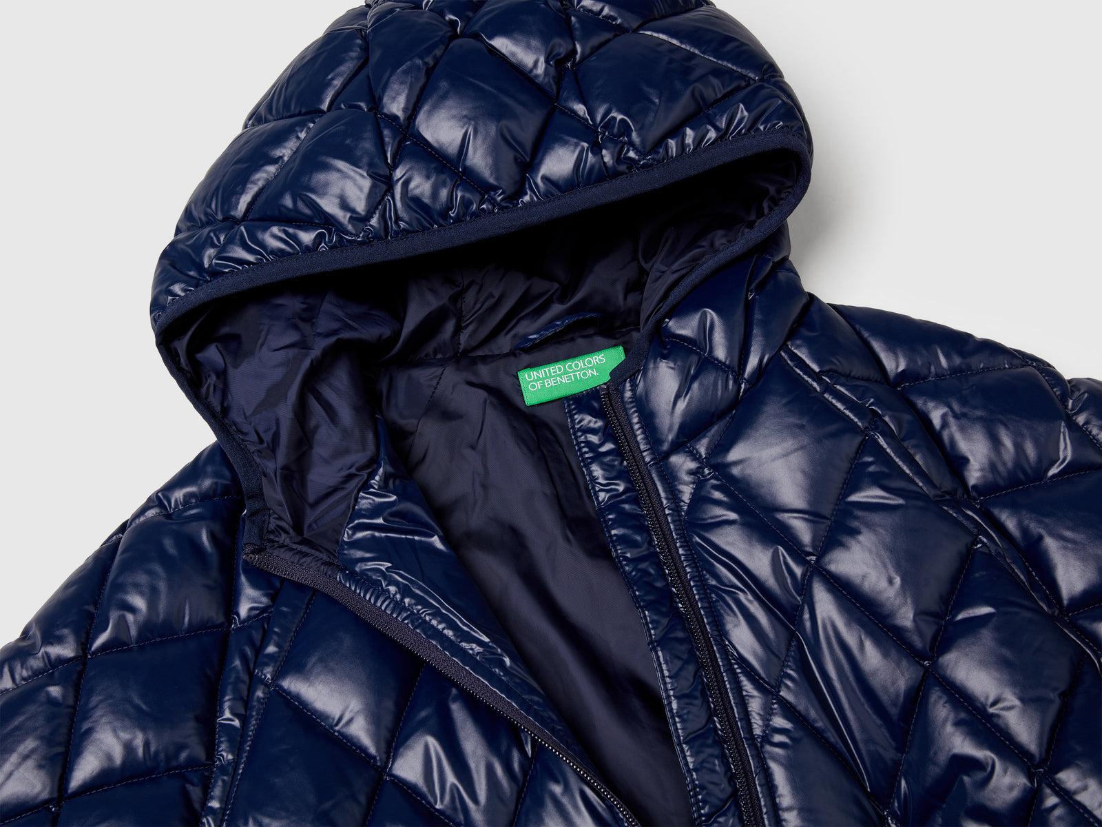 Giubbotto lucido trapuntato da bambina blu scuro 3 | Benetton Outlet