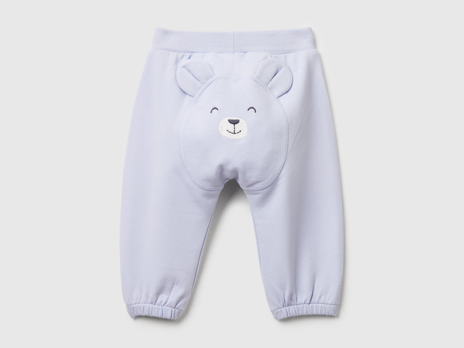 Pantaloni in felpa di cotone da neonato celeste 2 | Benetton Outlet