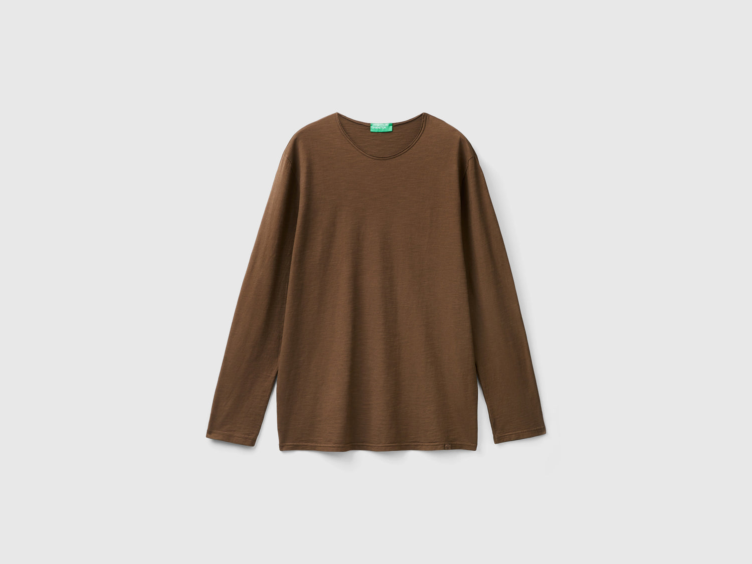 T-shirt a manica lunga in 100% cotone da uomo marrone | Benetton Outlet