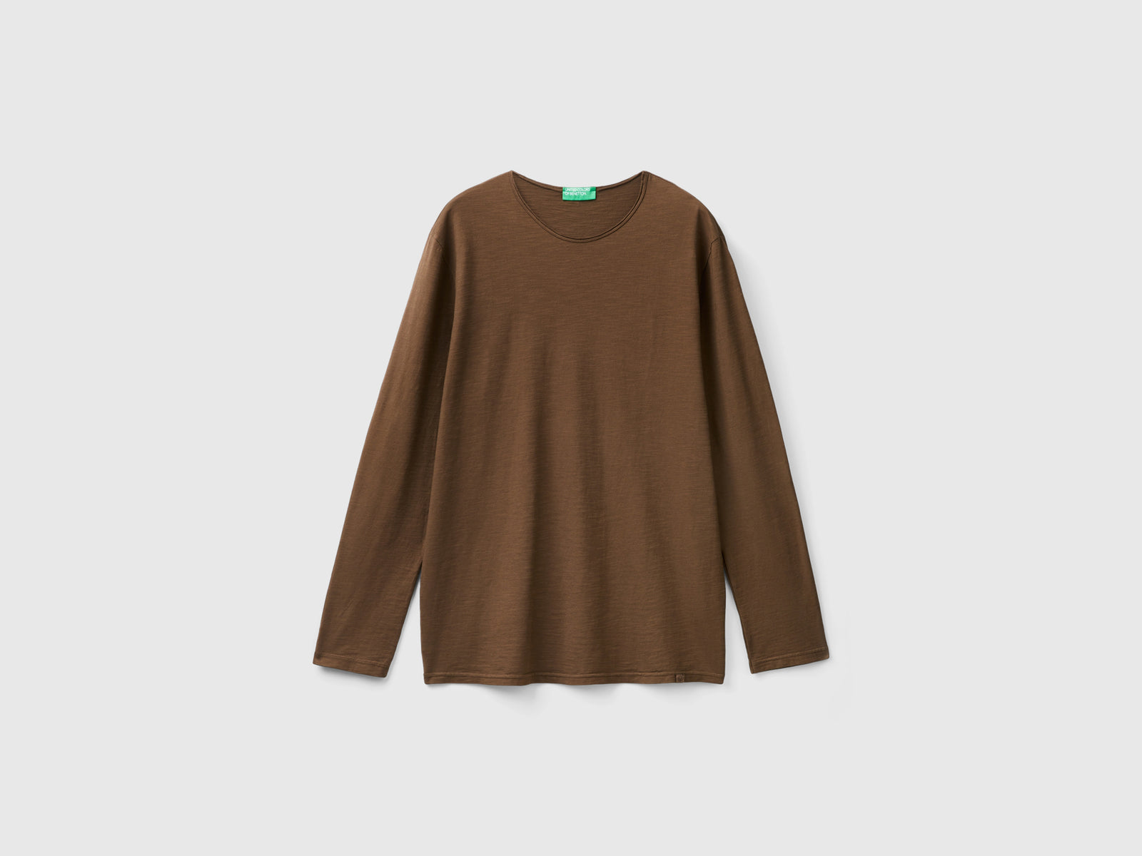 T-shirt a manica lunga in 100% cotone da uomo marrone | Benetton Outlet