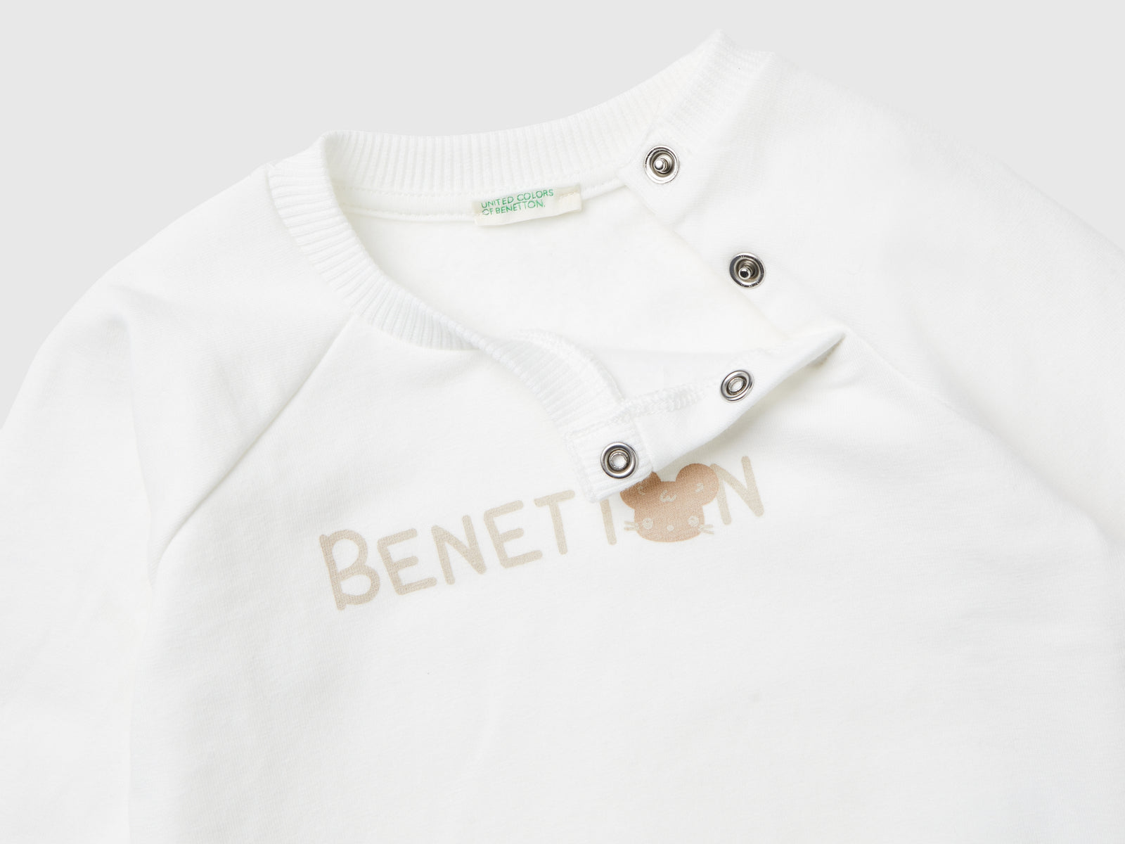 Completino in felpa leggera da neonato bianco panna 3 | Benetton Outlet