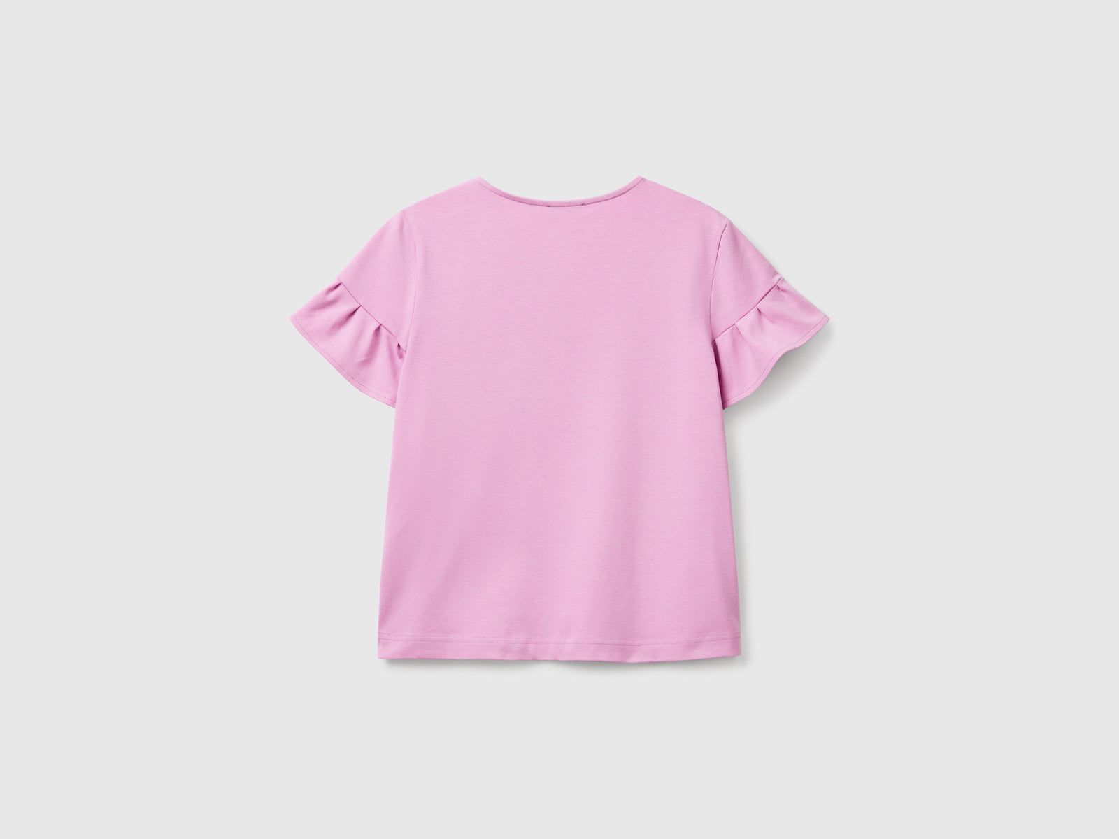 T-shirt con manica rouches da donna rosa 2 | Benetton Outlet