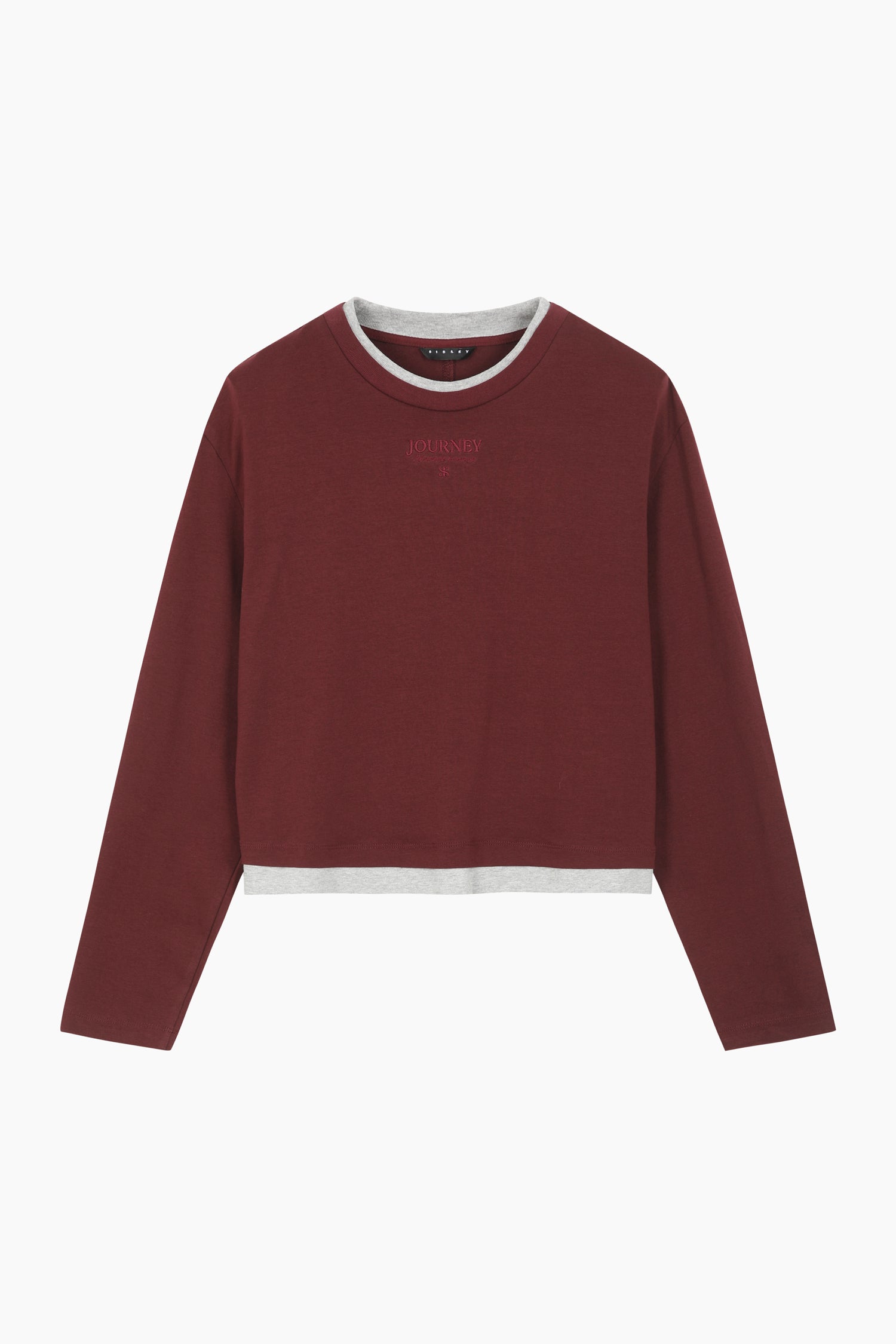 T-shirt con contrasto e ricamo da donna bordeaux | Sisley Outlet
